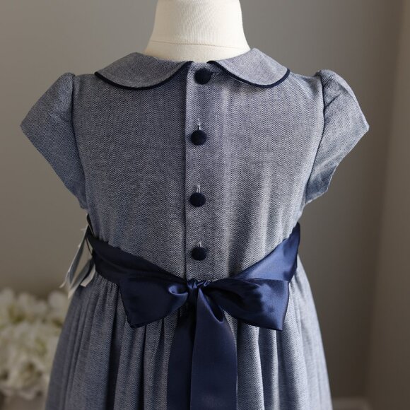 Navy Herringbone Dress Bailey Boys Classics Girl's Size 7 New With Tags - Picture 4 of 4